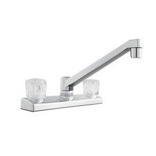 Kitchen Faucet with Acrylic Handles, Chrome Finish, Nonmetallic Body