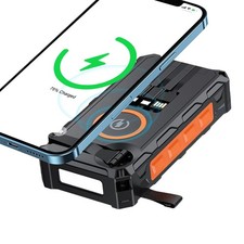 Solar Powerbank Hand-Cranked Power Bank With LED Light Foldable Wireless Outdoor