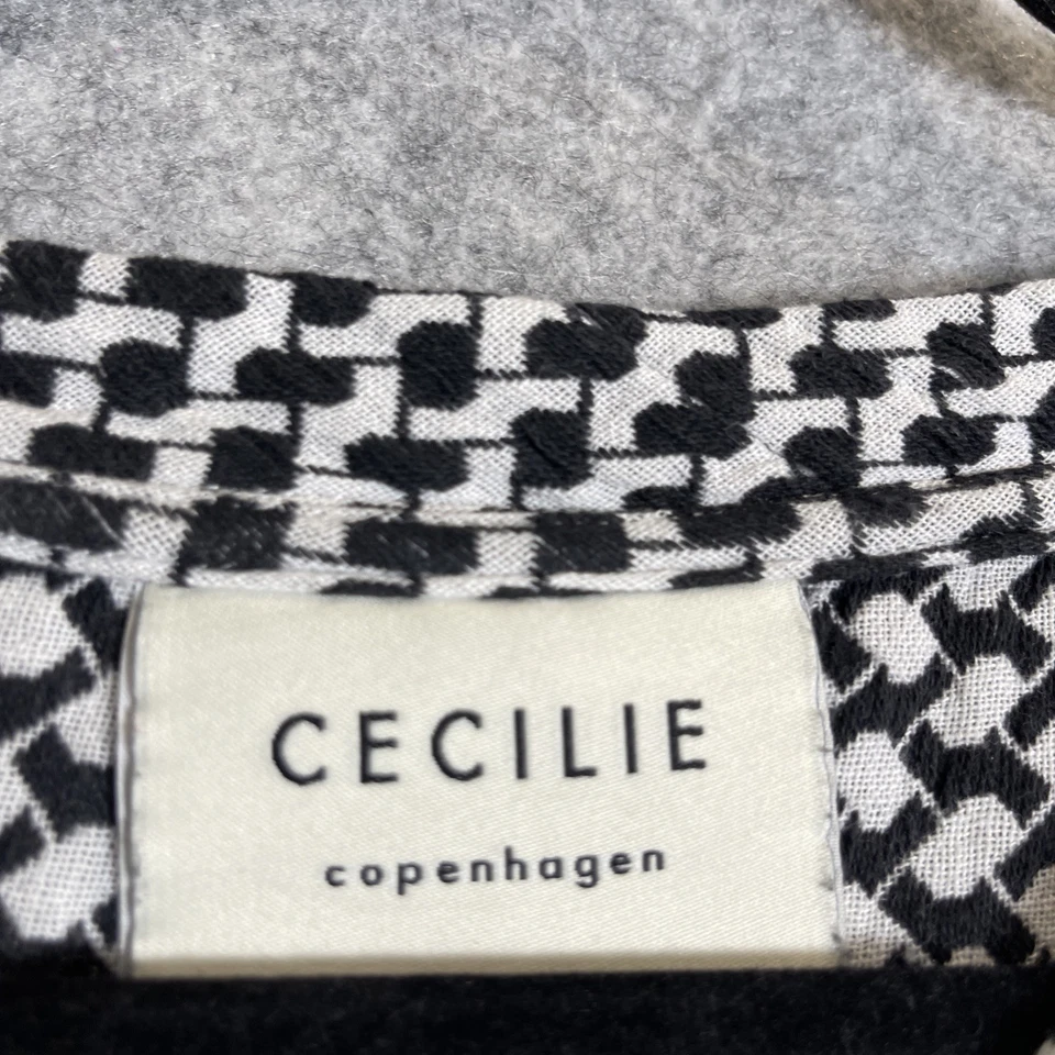 CECILIE Copenhagen Women's boho black/white cotton shift design dress XL/12 (316 - image 3 of 4