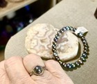 Genuine Black Pearl Ring And Bracelet Set, Size 7 Ring, Size 7 In Wrist — photo 3