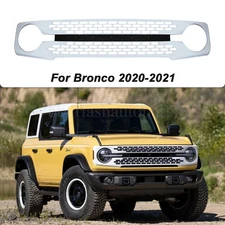 Front Grille For 2021 2022 Ford Bronco Grill Gloss White Bumper Modified Mesh