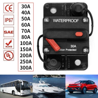 UNMARKIERT 30-300Amp Wasserdichte Auto-Schutzschalter Sicherung Reset Boot Auto DC 12V-48V