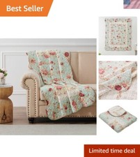 Durable 100 Cotton Quilted Throw Blanket - 50 x 60 Inches in Antique Rose