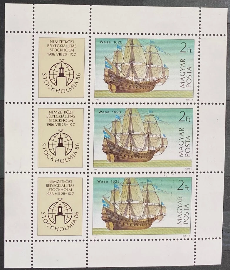Selos postais magiares da Hungria 1986 livreto 8 P/S, lote de 222 selos 1950-1990 - Imagem 3 de 4