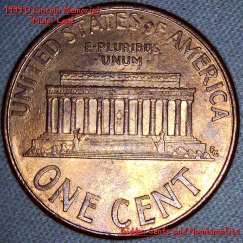 1999 D Lincoln Memorial "Mule" Cent Error - Clashed With Two Different Dies X2