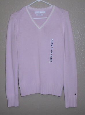 Tommy Hilfiger V-Neck Cable Knit V-neck Sweater Light Pink Size M