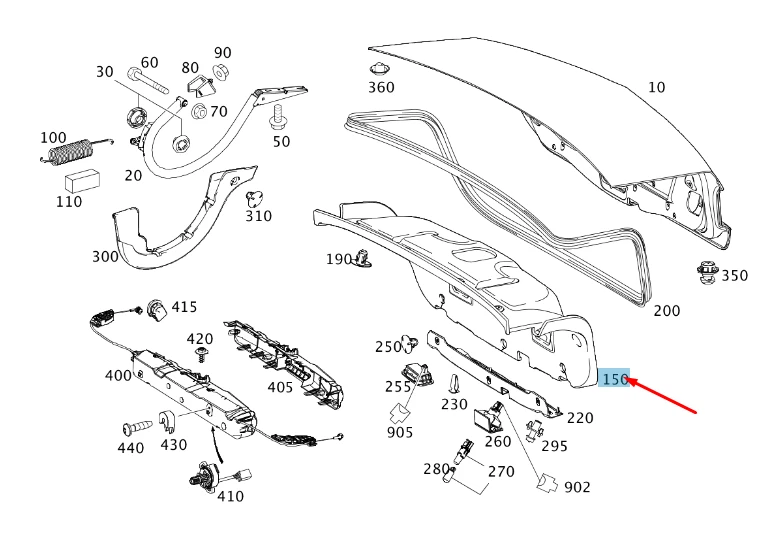 NEW MERCEDES-BENZ E W212 TRUNK LID TRIM A21269408259F08 ORIGINAL 