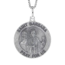 Colgante/dije medalla de Santa Bárbara de plata de ley, hecho en Italia, cadena de caja