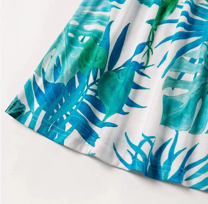 Girls Turquoise Blue Tropical Dress - Palm Print Tank Maxi Dress - image 4 of 4