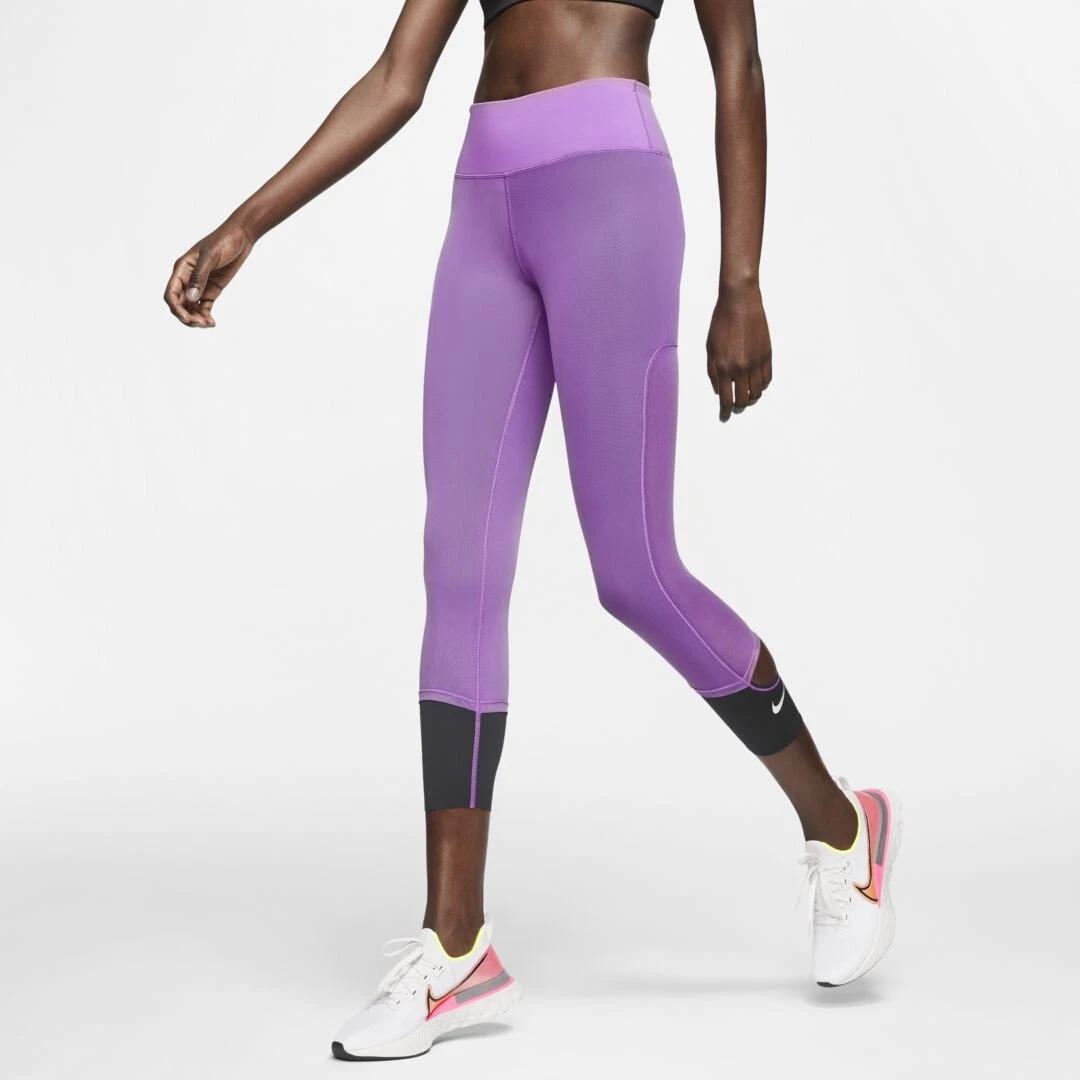 Nike Power Epic Lux Mesh Lavender Black 7/8 Running Leggings CJ2168-532  Medium