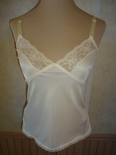 Vintage Beige Movie Star Camisole Lace S Nylon USA
