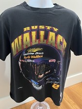 Vtg 90s Rusty Wallace 2 Single Stitch T-Shirt Nascar Black L Made In USA