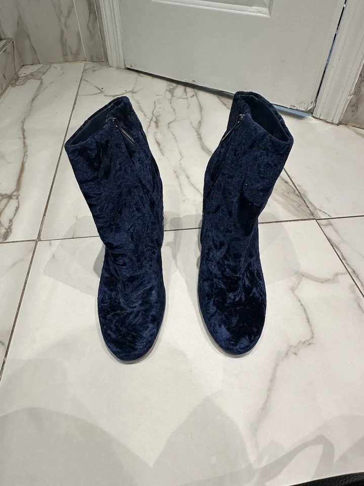 Jessica Simpson синий бархат Wazlin молнии ботинки размер 7,5 подержанные хорошее состояние товара - Изображение 3 из 4