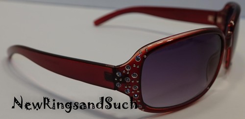 Women's Rectangle Red Bling Rhinestone Eyewear Sunglasses 324 - Picture 2 of 3