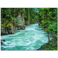 River Ceramic Tile Wall Mural PT500905. 17" W x 12.75" H 12 4.25 tiles