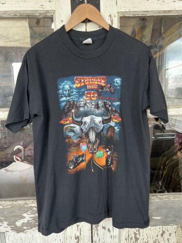 T-shirt motard vintage 1990 sturgis grand tennessee rivière aigle crâne point simple - Photo 1 sur 4