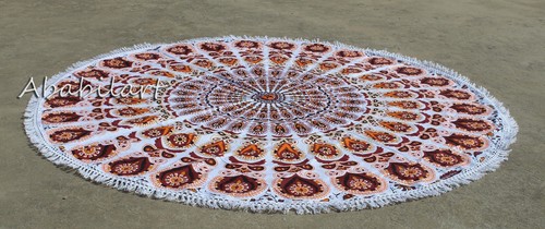 48" Beach Roundie Hippie Mandala Round Tapestry Boho Yoga Mat Bohemian Sheet US - Picture 120 of 149