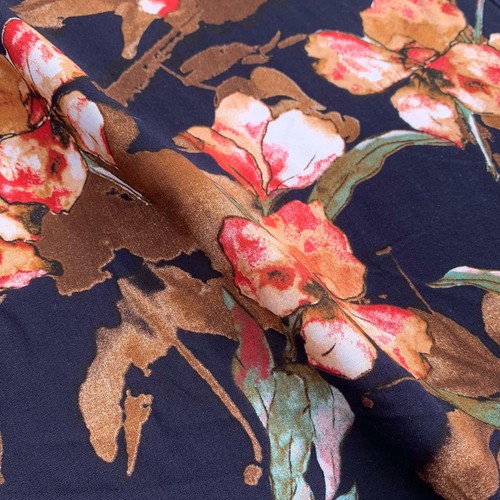 Floral Abstract Botanical 100% Digital Viscose Challis Soft Draping Dress Fabric - Picture 79 of 111