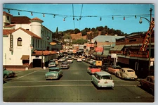 Downtown Sonora California c1950s Washington Street View Signs Vintage Postcard