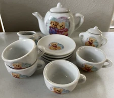 Vintage Miniature Teddy Bear Porcelain Tea Set 13 Pieces