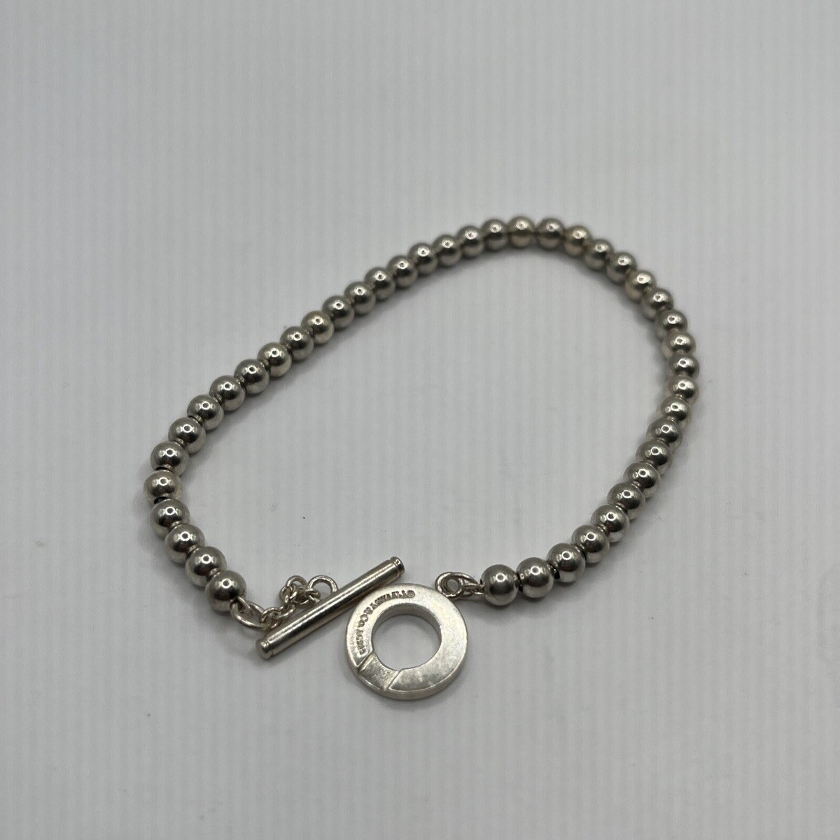 Rare Retired Tiffany & Co. Mini Bead Ball Toggle 7” Bracelet