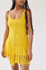 Urban outfitters Nara sheer lace mini dress yellow size Xs Sold out on urban o