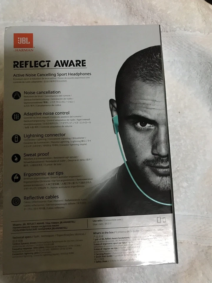 JBL 反光感知入耳式运动耳机带闪电(麦片)全新 — 第 3/4 张图片
