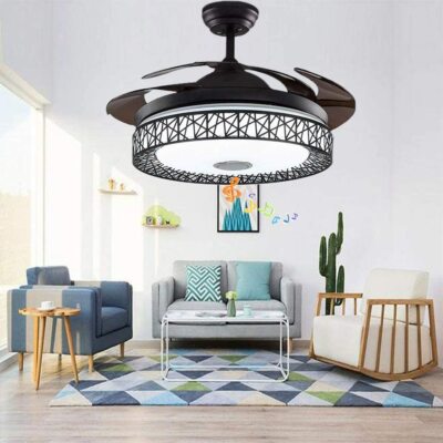 Smart Bluetooth Chandelier Remote 3-Color 42'' Ceiling Fan Light w/Music Player