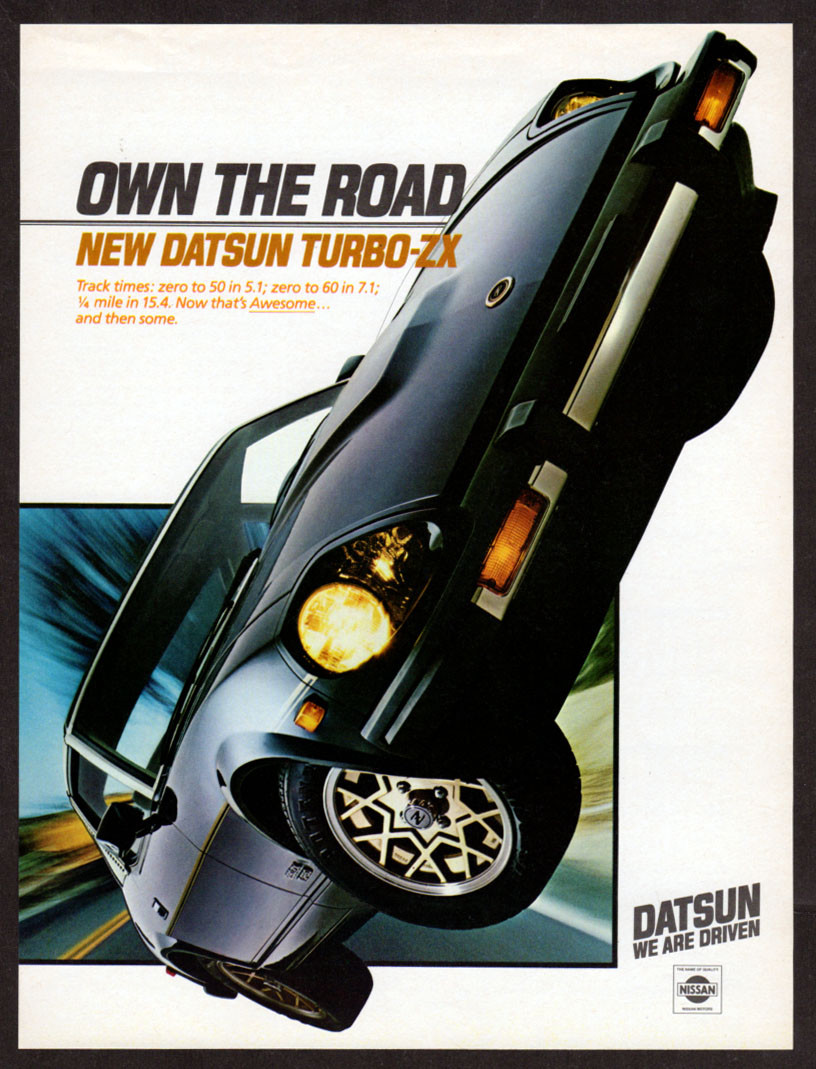 1981 DATSUN Turbo-ZX Vintage Original Print AD Black coupe car