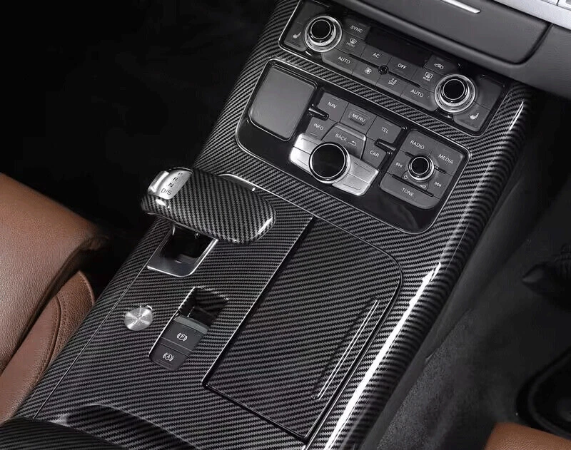 Carbon Fiber 3pcs For Audi A8 S8 2011-2018 Central Console Gear Shift Panel Trim - Image 2 of 4