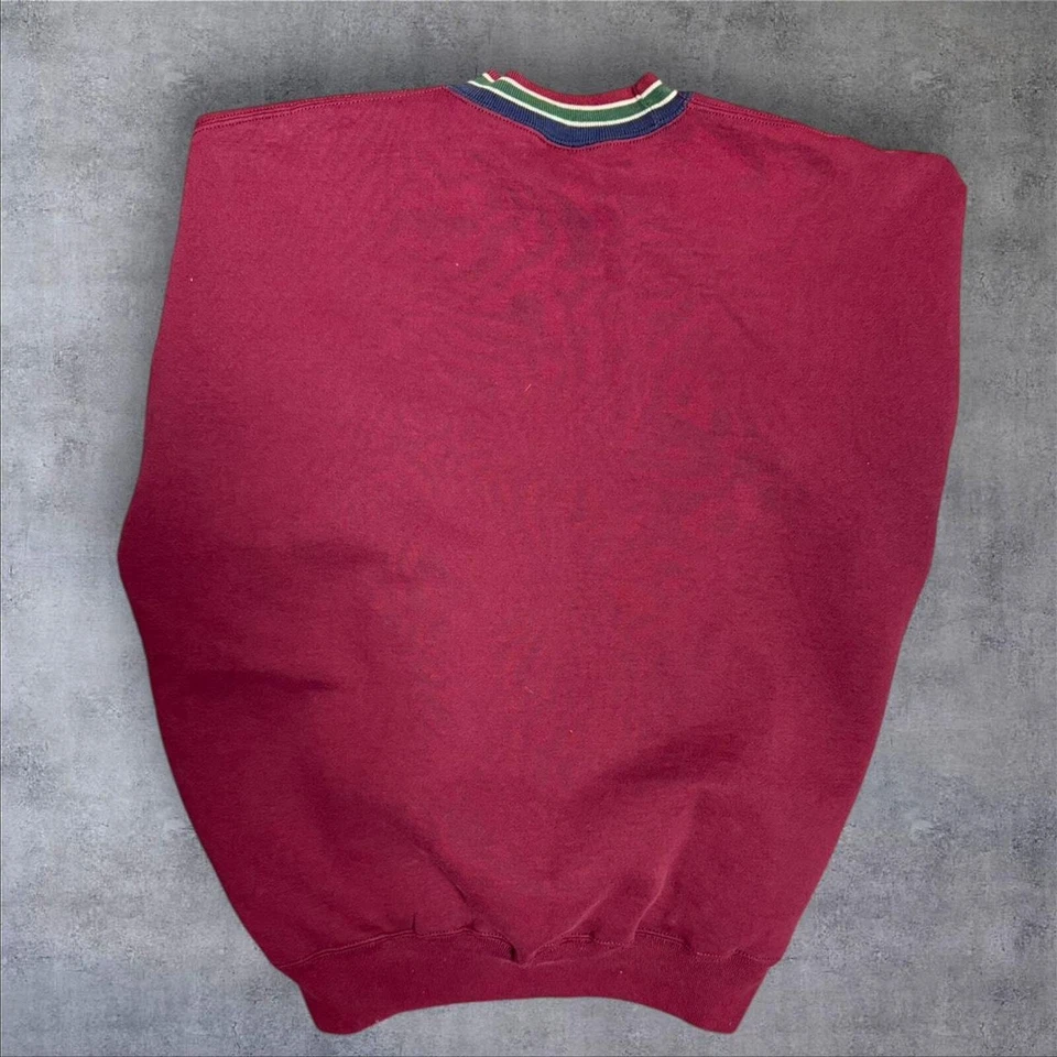 复古 90 年代 Jerzees 勃艮第圆领套头衫 XL 必备品 — 第 2/4 张图片
