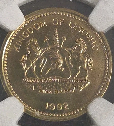 1992 Lesotho Sente Brass Brilliant Uncirculated NGC World Currency