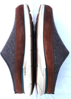 LL Bean Downeast Slip On Clogs Gray Wool Brown Suede 522883  display picture 1