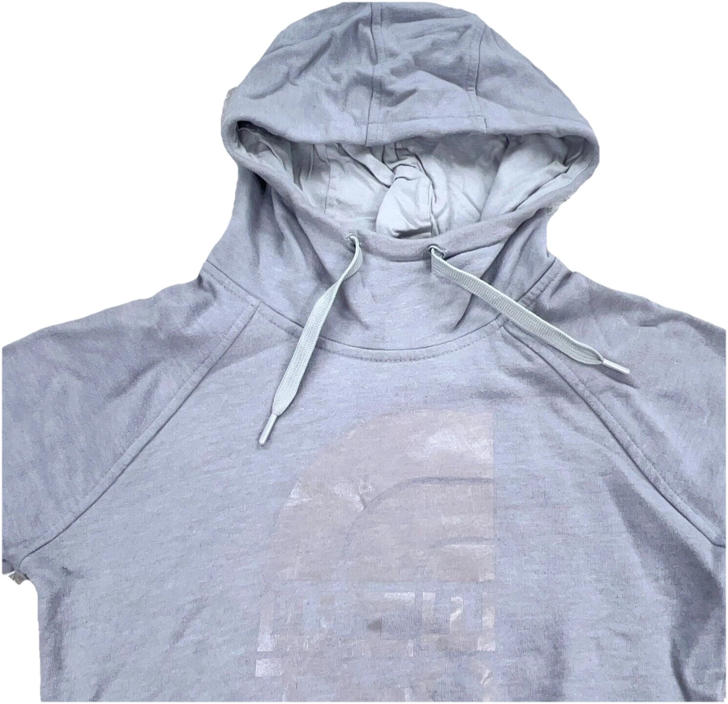 VETEMENTS Felpa con cappuccio North Face donna piccola grigia maglione Spell Out escursionismo donna