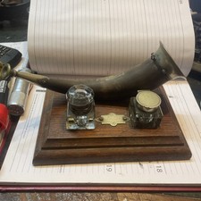Antique Hunting Horn Inkwell