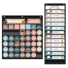 Monthly Calendar and Daily Schedule Pocket Chart Set for Classroom Home