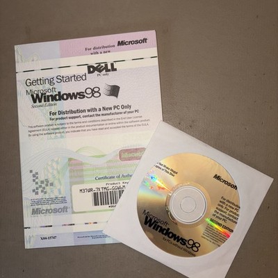 Microsoft Windows 98 Second Edition Full Operating System CD w/ Product Key