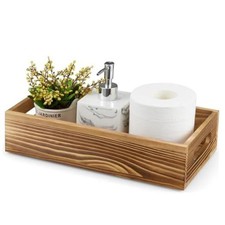 Bathroom Basket for Toilet Tank -Wooden Decorative Back of 13 Inch Brown