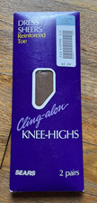 SEARS VTG Vintage Cling-Alon Knee Highs Hosiery 2 Pair  Sandstone  Fuller Leg