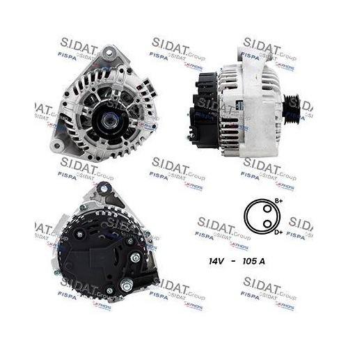 Alternateur Sidat A12VA0764A2 pour resoudre les chutes de tension Bmw
