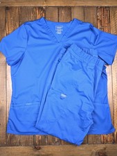 Cherokee Workwear Revolution Women  s Blue Solid Scrub Set, 2XL Tall Royal Blue