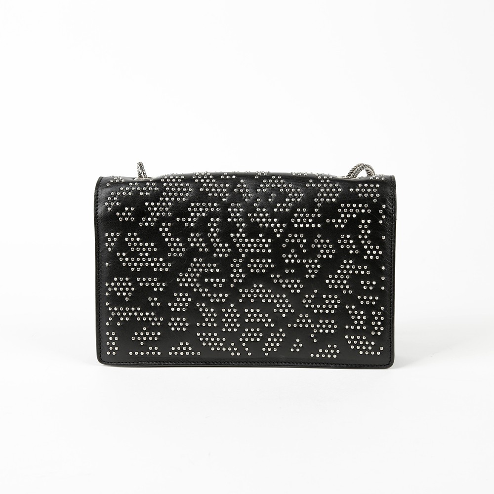 Borsa a tracolla e tracolla Saint Laurent in pelle nera con borchie Betty Chain
