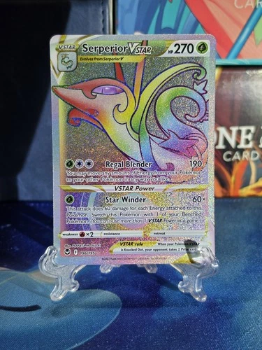 Serperior VSTAR 196/195 Rainbow Rare Silver Tempest Pokemon Near Mint