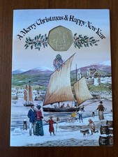 Isle of Man 1982 Fifty Pence 50p CHRISTMAS TREE Coin Christmas Card 