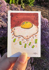 ACEO Original Painting Artist Trading Card, Fried Egg Over Rice ATC 2.5x3.5” — photo 2