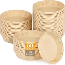 50 Pcs Mini Tart Pans for Baking, 4 Inch Disposable Paper Pie 4 inches, Brown 