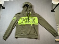 Victoria Secret PINK Army Green Pullover Sweatshirt Hoodie Size Medium NWOT