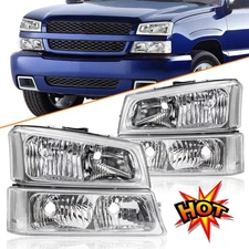 For 2003-2006 Chevy Silverado 1500 2500HD Pair Headlights W/ Bumper Light Sets