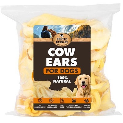 Cow Ears for Dogs Whole Ears 12 ct Thick Cut Grass-Fed Angus Beef Natural Treat