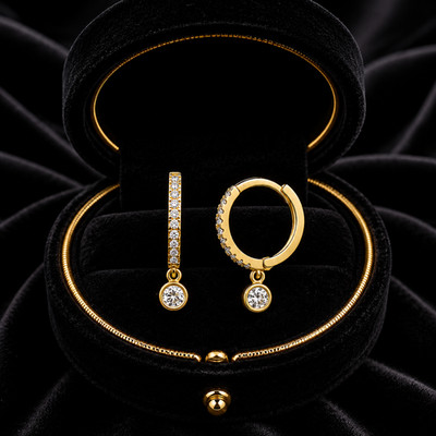 10 mm Kanal-Set Creolen Ohrhänger 9 kt Gelbgold 375 gepunzt nagelneu